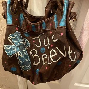 Painted Faux Leather Hand Bag